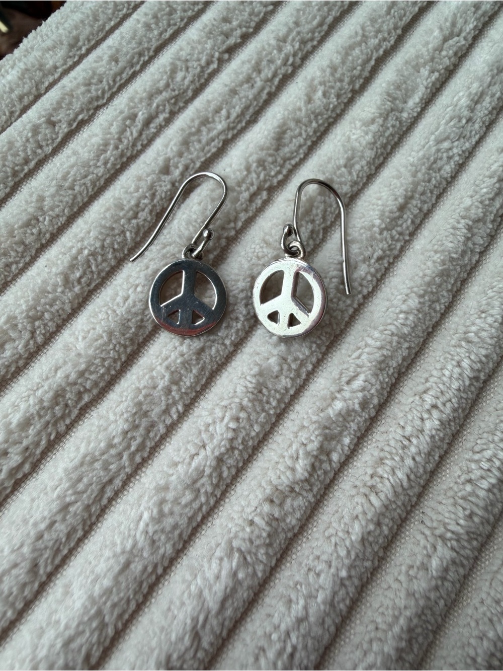Coach Y2K Sterling Silver Peace Sign CutOut Dangle Earrings